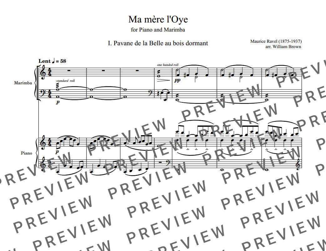 Ravel's Mother Goose Suite for Marimba and Piano Duet